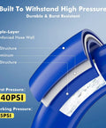 Cross-section of adjustable outdoor standing mister hose showing triple-layer design with PE and aluminum structure.