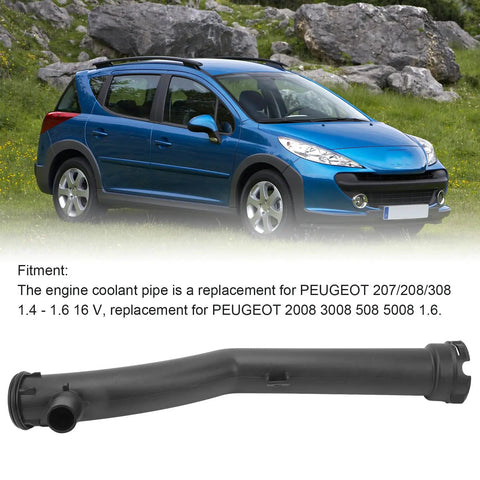 Water Coolant Hose Engine Curved Radiator Flange Pipe PP Material OE 1351VF displayed alongside compatible car model.