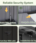 Heavy Duty 35 Cu Ft Outdoor Storage Box With Hydraulic Lift Lid And Lockable Doors showing secure anchors and steel floor