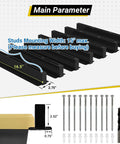 Dimensions and components of Overhead Garage Ceiling Storage Rack System For 6 Bins Heavy Duty Powder Coated Tote Shelving Set For Garages Sheds Storerooms 7 Pieces Bins Not Included.