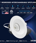 Smooth Trimless 6 Inch Led Recessed Lights 6 Pack With Twist Lock Mounting 5Cct Adjustable 1800 Lumens Dimmable Wet Ic Rated Ceiling Fixtures No Sweat Setup with adjustable spotlight.