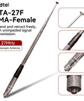 RTA-27B Telescopic 27MHz CB Antenna Beefed Up Signal Boost For Outdoor Handheld Radios with SMA Female Connector close-up