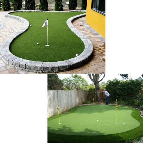 Pro Grade Indoor Outdoor Golf Putting Green Mat With Dense Artificial Grass Turf 5 Ft By 10 Ft For Home Practice outdoor view
