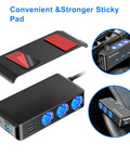 Plug Straight Into Your Whip With This Eight In One Cigarette Lighter Adapter Packing Triple Sockets Two Pd 30W Usb C Ports And Three Rock Solid Usb Ports To Keep Phones Dash Cams Tablets Fully Charged On Every Trip with sticky pad setup.