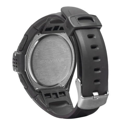 Back view of One Plus Freediving Watch Style Wrist Computer For Freediving And Spearfishing With Snorkeling Use Real Time Depth Up To 100 Meters Dive Time Surface Interval Water Temperature And Underwater Training Data showing strap and screw detail.
