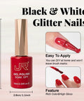 Six 16ml Gel Nail Polish Set With Milk White Pink Black 9D Cat Eye Glitter LED Soak Off Nail Kit showing red polish application