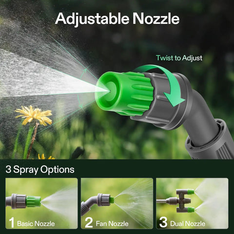 Adjustable nozzle spraying water from 1 Gallon Garden Sprayer With 3 Nozzles For Plants Weeds And Lawn Care, showing options