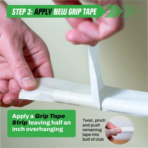 Applying grip tape using the All In One Golf Grip Regripping Kit For Home Use With Hook Blade 15 Or 30 Tape Strips 5 Or 8 Oz Solvent Grip Tape Remover Bench Vise And Rubber Clamp For Easy Club Overhaul