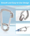 Two-pack marine-grade stainless steel carabiner snap hooks for boat docking; front view.