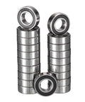 Deep groove ball bearings, 5x11x5 mm, 20-pack, chrome steel, double rubber-sealed, pre-lubricated (front view)