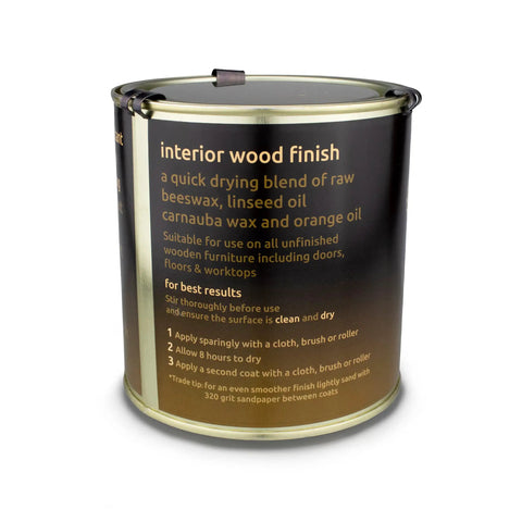 Top Notch Food Safe Hard Wax Oil For Kitchen Countertops And Interior Woodwork Solvent Free Water Repellent Wood Finish Sealant in a 500ml container.