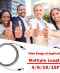 Heavy Duty One Eighth Inch Stainless Steel Security Cable With Double Loop Great For Luggage Locks And Bike Locks Flexible Steel Wire Rope For Travel Gear In Four Six Ten Or Fifteen Foot Lengths Two Pack with people giving thumbs up background