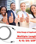 3Mm Stainless Steel Security Cable For Luggage And Bike Locks Go To Double Loop Flexible Wire Rope 4Ft 6Ft 10Ft 15Ft Black 2 Pack