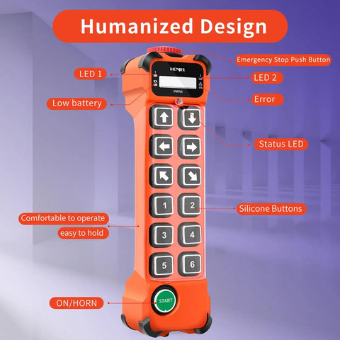 Heavy-Duty Wireless Crane Remote Control With 12 Channel Button, Industrial Radio Hoist Controller front view
