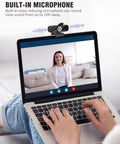 Top Shelf 1080P Webcam With Crisp Built In Microphone And Wide Angle Lens Includes Adjustably Rotatable Tripod And Flip Privacy Cover No Sweat Plug And Play For Streaming Gaming On PC Laptop on laptop during video call.