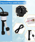 GLX-FLO-RP Flow Switch Assembly for Hayward Goldline Aquarite, black and white metal structure with cable, replaces OEM parts