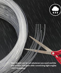 End Glow PMMA Fiber Optic Cable Strands Roll being cut, 100 Pieces, 0.03 Inch Diameter, shown flexible and easy to bend.