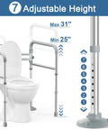 Rock Solid Adjustable Toilet Safety Rail And Grab Bar For Seniors, Supports Up To 350 Pounds, features adjustable height.