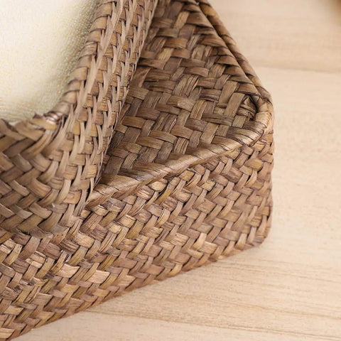 Set Of Two Handwoven Seagrass Storage Baskets With Lids Flat Wicker Organizer Boxes Perfect For Keeping Your Space Chill And Tidy Game Changer For Home Organization Closet Laundry Toy Sorting