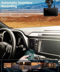 2.5K Dash Cam With 3 Inch IPS Display in car, showing automatic seamless recording with loop recording feature, dashboard view