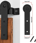 Close-up of black metal bracket for Farmhouse Barn Door Mirror With Rustic Wood Frame 41 By 26 Inches, showing dimensions and screws