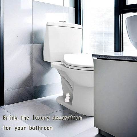 Sharp Ceramic Toilet Bolt Caps 2 Pack White Cat Design Decorative Screw Covers Halt Rust And Keep Your Bathroom Floors Looking Crisp With No Sweat Clip On Installation For Casual Homeowners.