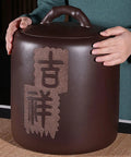 Heavy Duty Purple Clay Ceramic Storage Jar with a unique design, designed to keep rice and dry ingredients fresh.