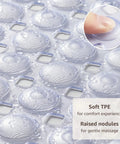 Close-up of Big Time Grip Non Slip Bathtub Shower Mat features soft TPE material and raised nodules for foot comfort.