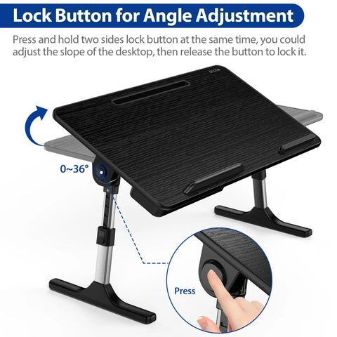 Adjustable Laptop Table With Built In Tablet Groove And Storage Drawer Portable Lap Desk And Foldable Sofa Tray for angle adjustment