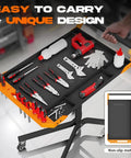 Mobile Rolling Tool Cart With 8 Adjustable Heights From 34.25 To 48.03 Inches Adjustable Work Bench For Garage 110 Lb Capacity