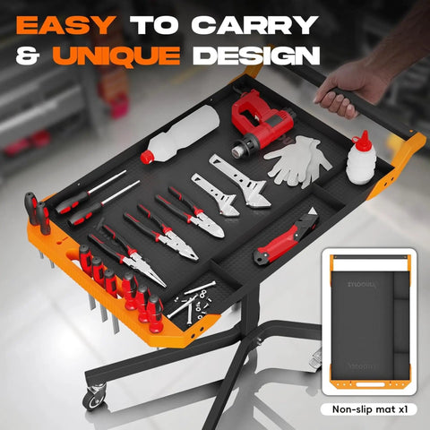 Mobile Rolling Tool Cart With 8 Adjustable Heights From 34.25 To 48.03 Inches Adjustable Work Bench For Garage 110 Lb Capacity