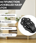 Retro Style Duckbilled Hasp Latch For Boxes Iron Box Lock With Folding Butt Hinges Black Durable Metal Hasps