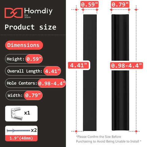 Five Pack Adjustable Black Cabinet Pulls For Kitchen Drawers Solid Metal Build Easy Breezy Install Skip The Guesswork Pop These Sweet Handles In Fits Perfectly From One To Four Inches Center Distance Matte Black Finish Upgrades Your Place Fast Product size infographic with dimensions and installation details.