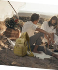Camouflage Oxford Cloth Outdoor Fishing Backpack With Large Capacity Tactical Hiking Daypack for camping scene with people in desert