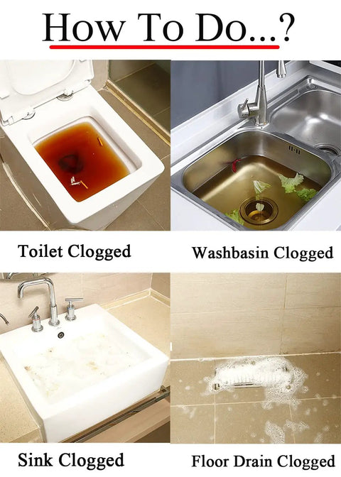 Clogged toilet, washbasin, sink, and floor drain in home plumbing with Rechargeable High Pressure Air Plunger For Clogged Toilets, Sinks, And Shower Floor Drains With PSI Gauge And 4 Plugs, Quick Blast Unclogger, DIY Home Plumbing Tool That Keeps Messes In Check And Drains Flowing Smoothly options visible.