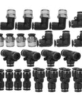 Beaupretty Pneumatic Tube Kit With Quick Coupling For 3/8 Inch Npt Male Straight Elbow Tee Connector Nickel Plated Copper And Plastic Air Hose Fittings That Make Setup A Breeze No Tools Needed, assorted fittings