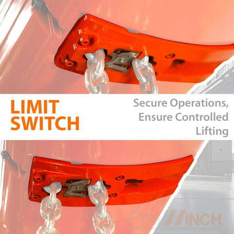 Close-up of the limit switch on Portable Electric Chain Hoist With Wireless Remote Control 2000 Lbs Lifting Capacity 20 Foot Lift
