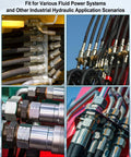 12-pack hydraulic hose fittings, 3/8 in to 3/8 in JIC, 37° male ends, metal crimp fittings
