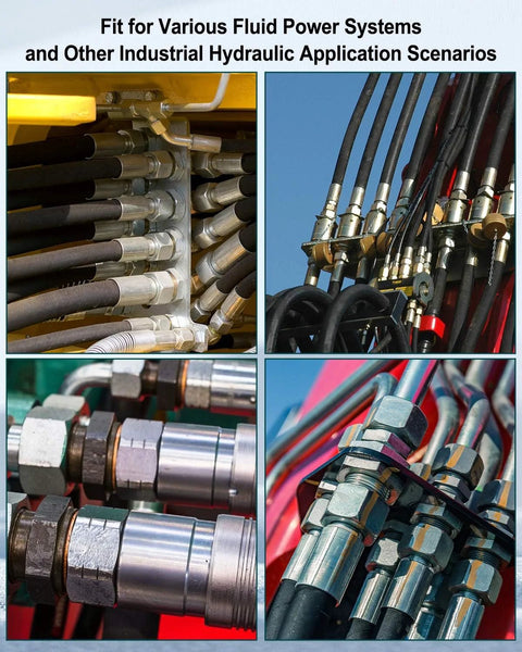 12-pack hydraulic hose fittings, 3/8 in to 3/8 in JIC, 37° male ends, metal crimp fittings