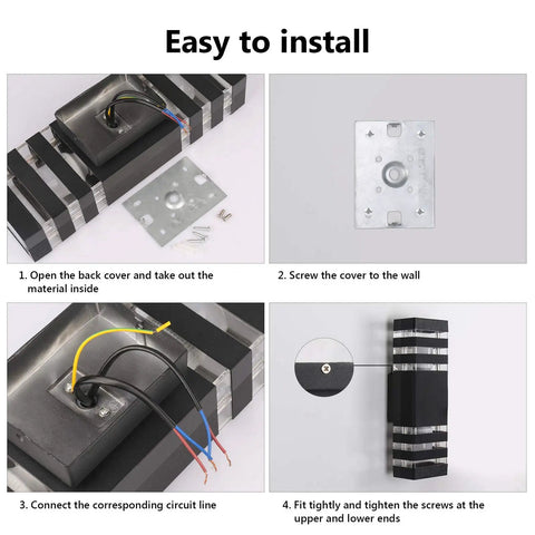 Weatherproof LED Wall Sconce Outdoor Light 5W Black Exterior Up Down Lamp installation steps.