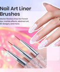 All In One Nail Art Kit With Case 31 Piece Set Including Dual Ended Dotting Tools Liner Brushes Striping Tools Sculpting Pens For Nails 3D Flower Crafting Palette Holder DIY Home Salon Manicure Design Set liner brushes close-up