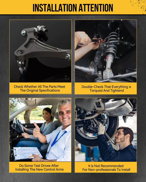 Volvo XC90 Beefy Front Lower Control Arm Kit installation guide with step-by-step instructions and safety reminders