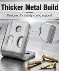 Killer Heavy Duty Upholstery Spring Clips Kit 50 Piece Couch Sofa Repair Set Screw In Furniture Springs Squeak Stopper close-up thicker metal support bracket with screws