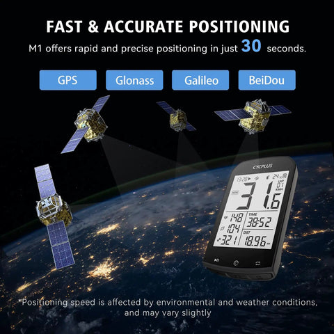 Image of GPS Bike Computer With ANT+ Wireless, Waterproof Speedometer And Odometer, 2.9 Inch Backlit LCD, showing satellite connectivity.