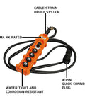 Four-Button Pendant Controller For Electric Hoist And Trolley, 10 Ft Cord, 24V, 4-Pin Quick-Connect, Push-Button Remote With Strain Relief