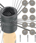Tungsten Electrode Sharpener Grinder Head For TIG Welding Tools With Cut Off Slot And Six Size Eight Angles Forty Eight Holes Ten Double Diamond Wheels Three CNC Mandrels Fits Most Rotary Tools Pro Grade DIY Friendly showing electrode sizes and diamond wheels on a rotary tool
