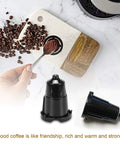 K-Cup pod holder replacement for Keurig with exit needle; black plastic Keurig coffee-maker accessory on marble surface with coffee beans.