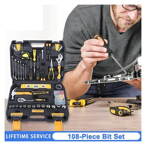 All-In-One 108-Piece Socket Wrench Auto Repair Tool Set With Heavy-Duty Hand Tools And Storage Case, Ready Out Of The Box
