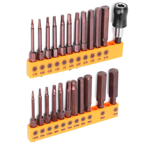 Awesome 23Pcs Screwdriver Bit Set With Hex S2 Steel Bits For Electric Drill And Manual Tools featuring Tough 60Mm Hardware Kit Plus Two Head Gears For Serious DIY Jobs And Heavy Duty Repairs Without Slipping, hex bit set in orange holder