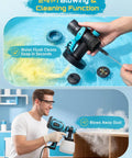 Image of a person using the 700W HVLP Paint Gun With Four Swappable Nozzles And Three Spray Patterns for cleaning and dusting.